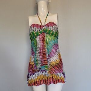 Profile By Gottex Mexicana Flyaway Bandeau Tankini & Skirted Bottom, VGUC, Sz 6